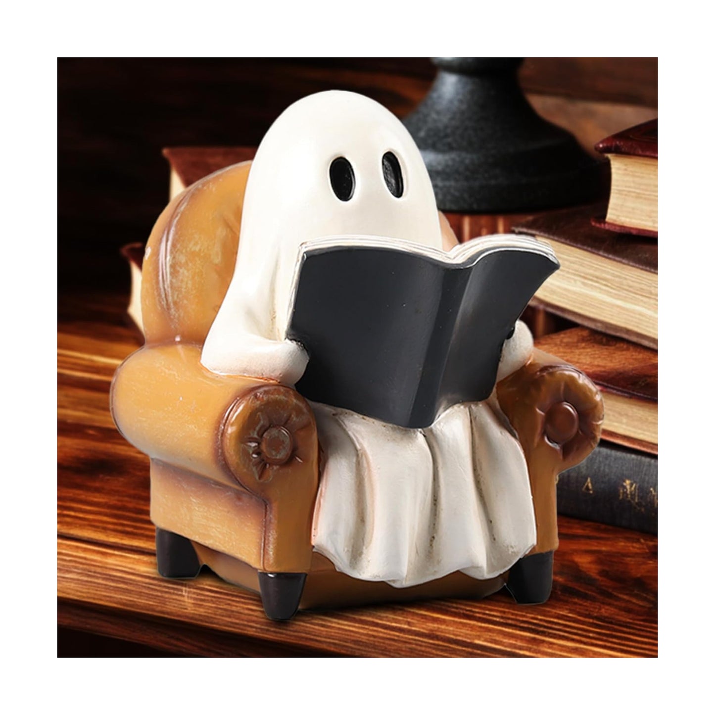 Halloween Decorations Indoor Ghost Reading Book Figurines Ghost Decor Book Lovers / Reading Ghost