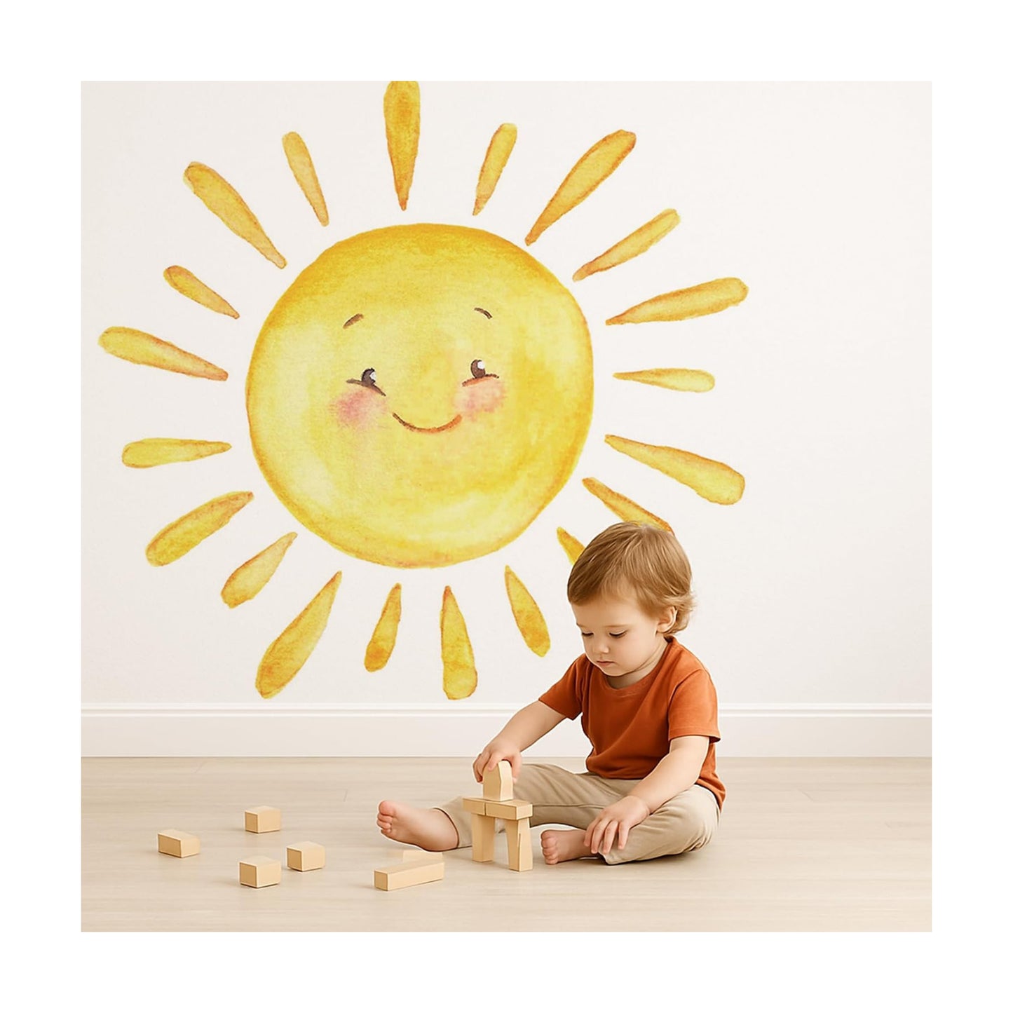 Boho Sun Wall Stickers Toddler Kids Vinyl Wall Decal Peel and Stick Removable Nature / 32.3 x 31.1