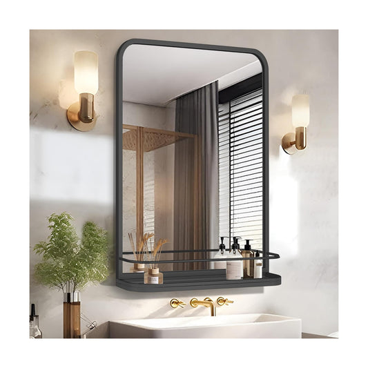 Wall-Mounted Rectangle Metal Mirror / Black / 15.7"L x 23.6"W / 15.7 x 23.6