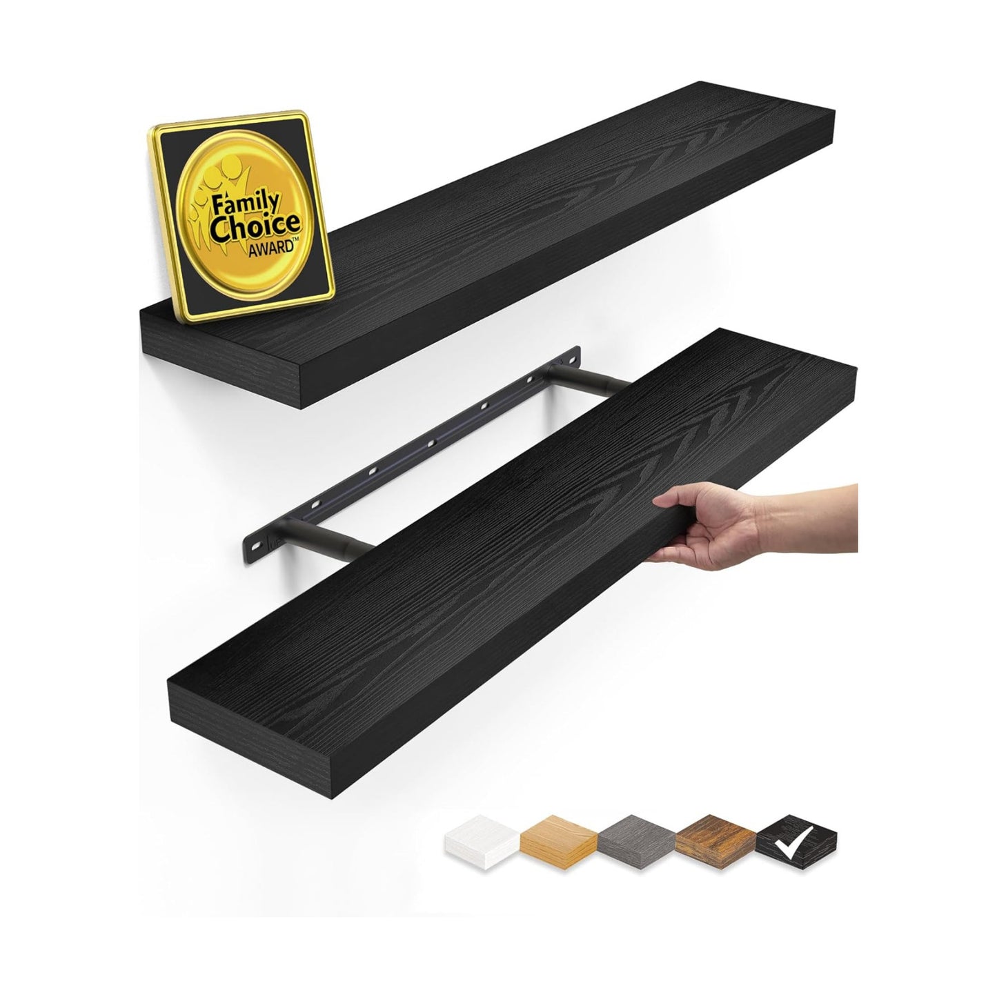 Floating Shelves / Kitchen & Book / Black - Universal Classic Style / 22.5inches / Set of 2