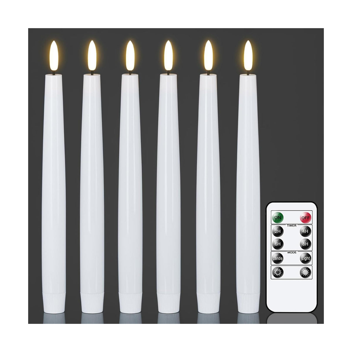 GenSwin Flameless Taper Candles Led Battery Operated Remote Timer White | Candle sticks, Real Wax, Led Candlesticks