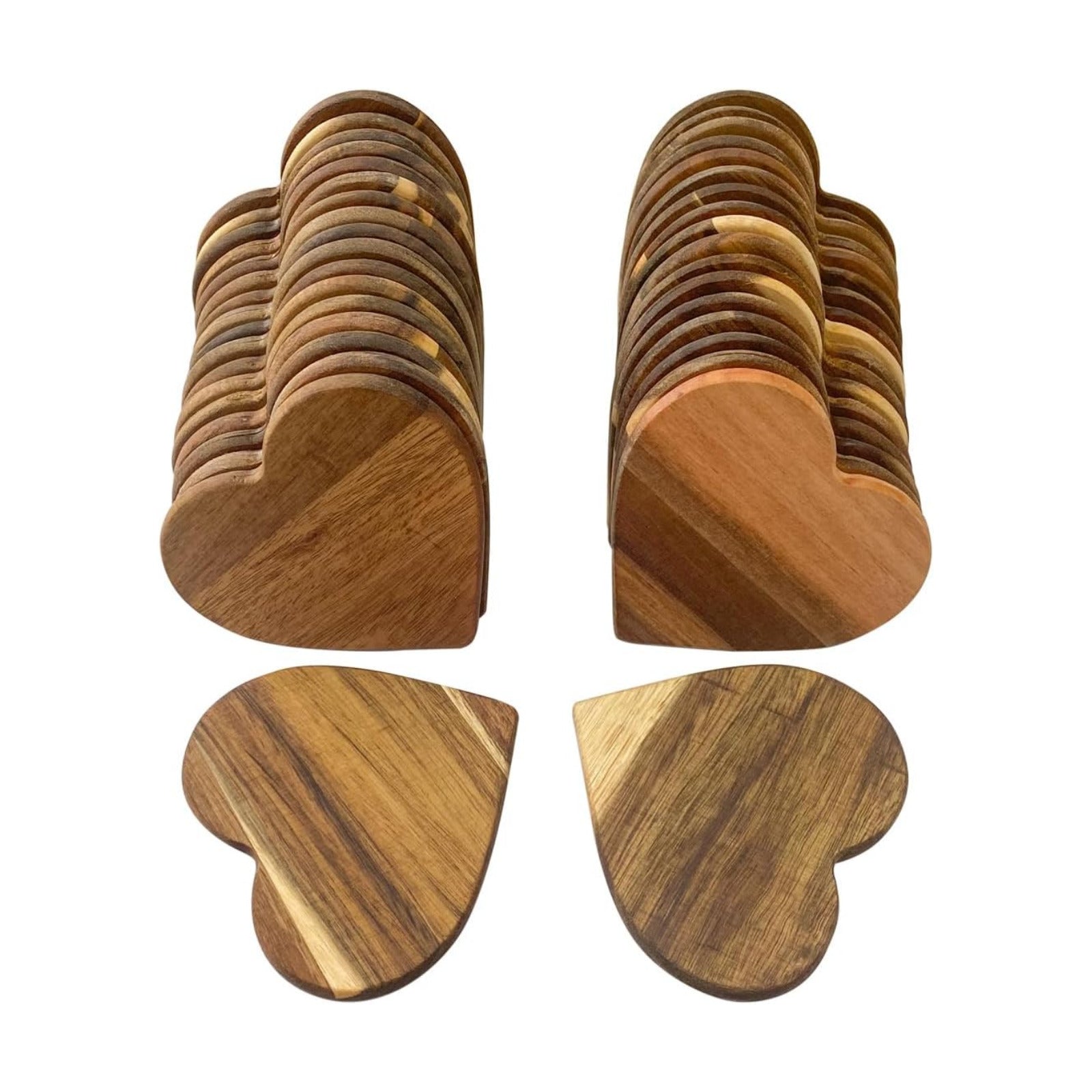 Heart Shaped Coaster for Valentine's Day Acacia Wood Drink Coasters for Fathers / 4 Inch / Set of 36