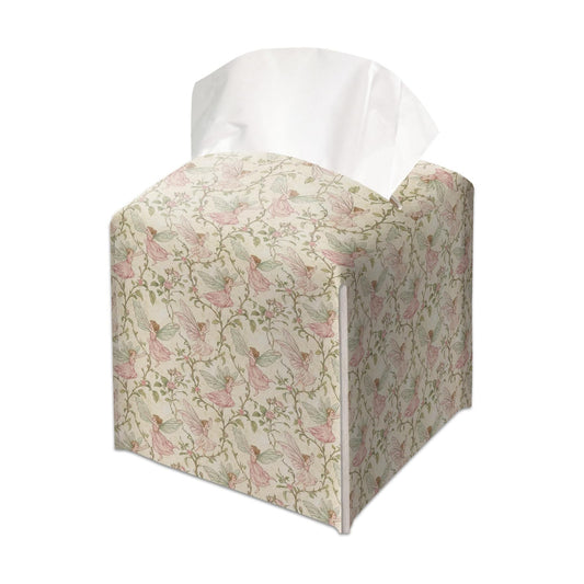 Decorative Leather Tissue Box Cover / Vintage Flower Fairy