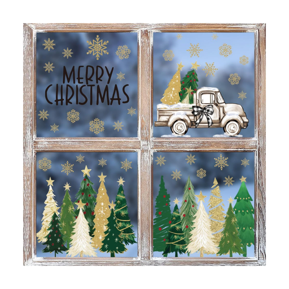Horaldaily 68 PCS Christmas Window Cling Sticker, Christmastree Home Party Supplies Shop Window Glass Display Decoration