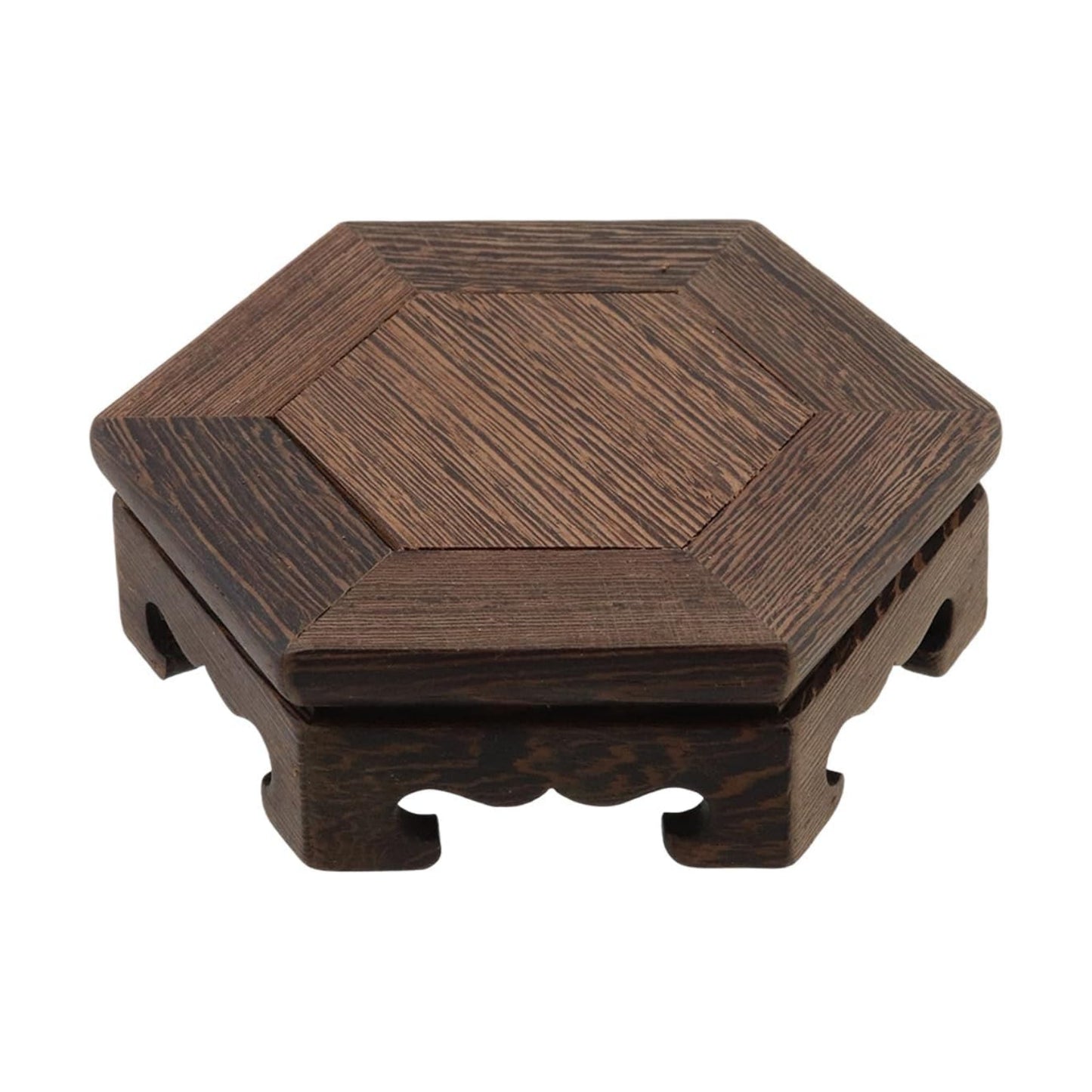 Wooden Display Stand Base " Wood Carved Craft Pedestal Traditional Wooden / 5.31 x 5.31 / Hexagon