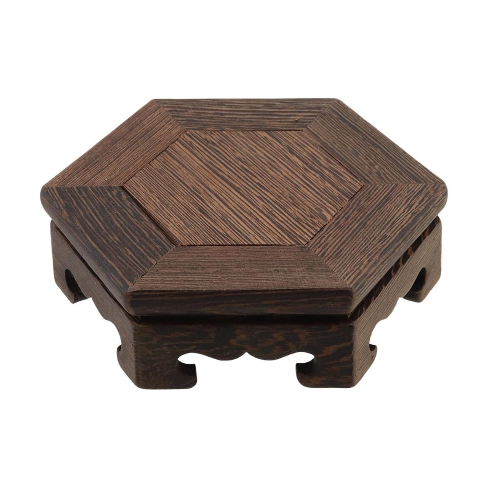 Wooden Display Stand Base " Wood Carved Craft Pedestal Traditional Wooden / 5.31 x 5.31 / Hexagon