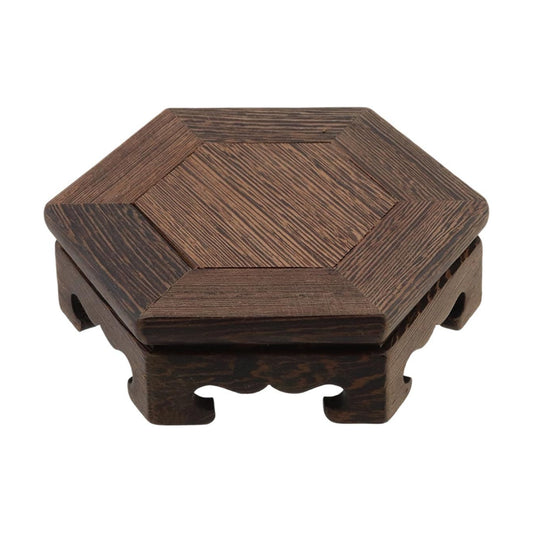Wooden Display Stand Base " Wood Carved Craft Pedestal Traditional Wooden / 5.31 x 5.31 / Hexagon