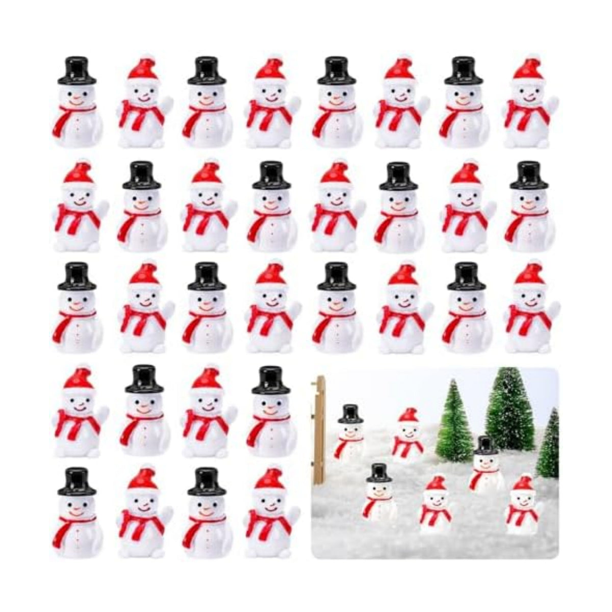 60 Pcs Mini Snowman Figurines Tiny Snowmen for Christmas Crafts