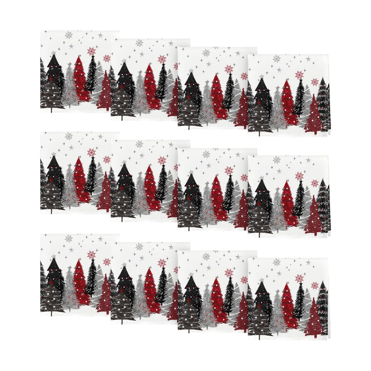 Horaldaily Christmas Cloth Napkins, Pine Tree Stars, White, Set of12