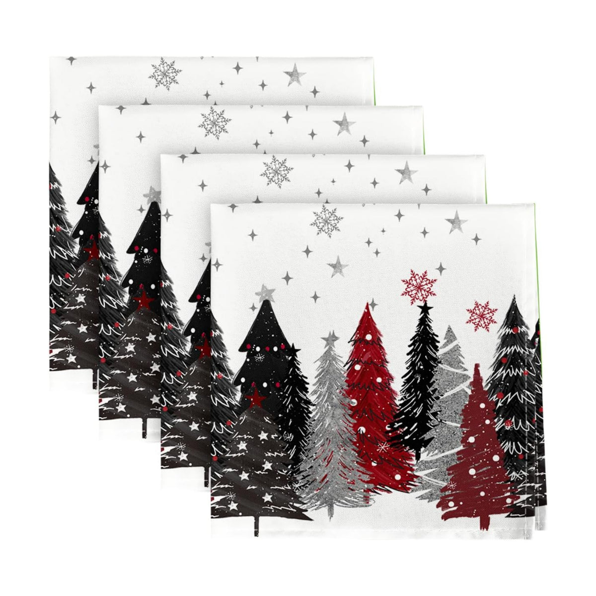 Horaldaily Christmas Cloth Napkins, Pine Tree Stars, White, Set of4