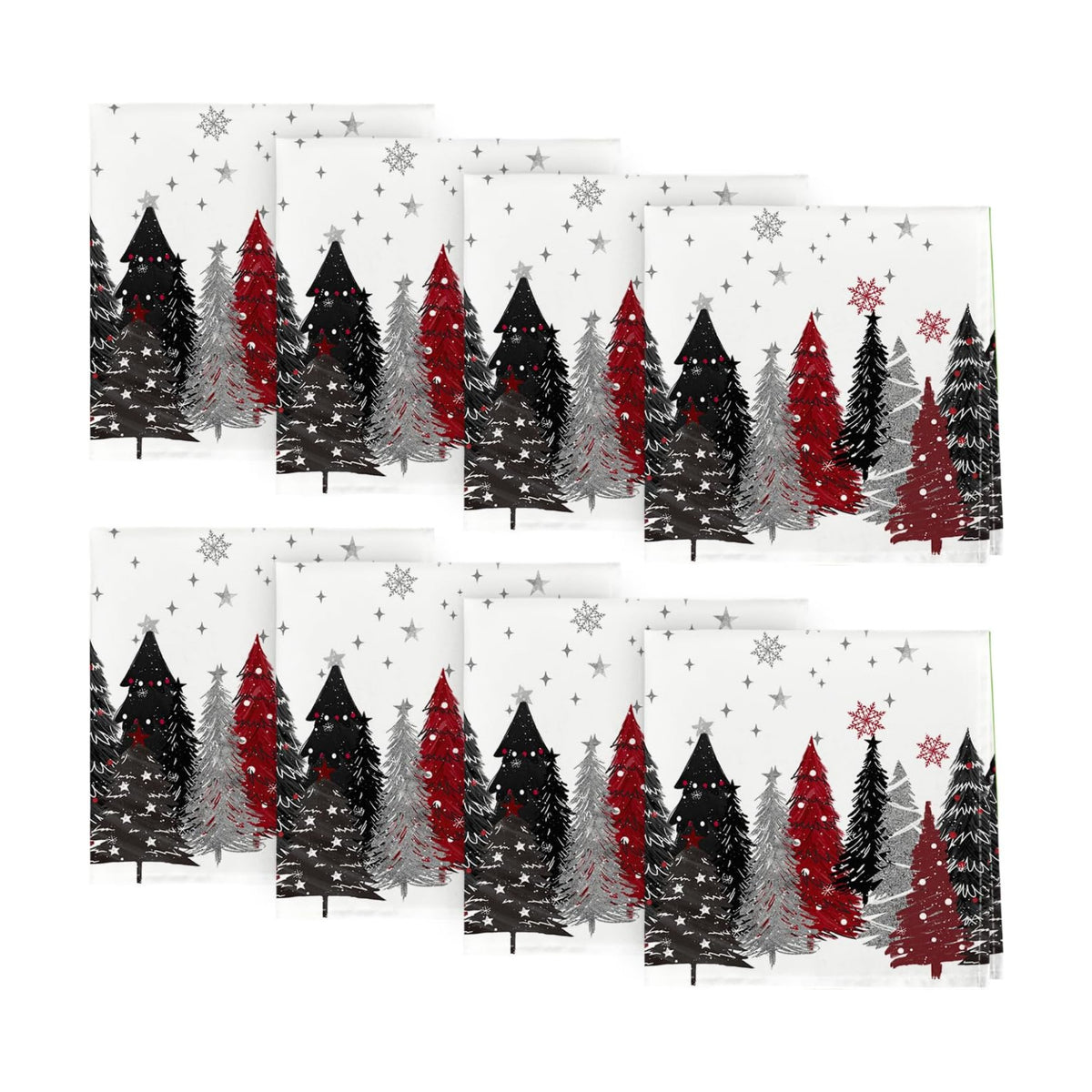 Horaldaily Christmas Cloth Napkins, Pine Tree Stars, White, Set of8