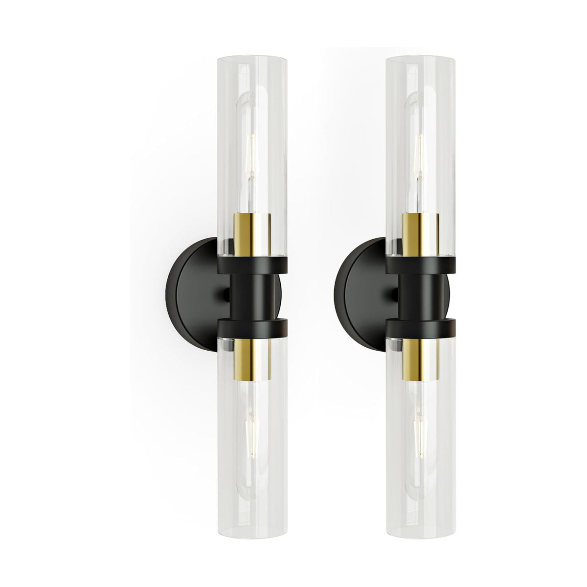 Rayogale Black & Gold Wireless Battery Operated Wall Sconce with Remote | Dimmable Rechargeable Wall Lights Set of 2