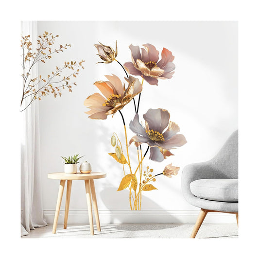 Vinyl Wall Sticker / 3d Flower / Gold