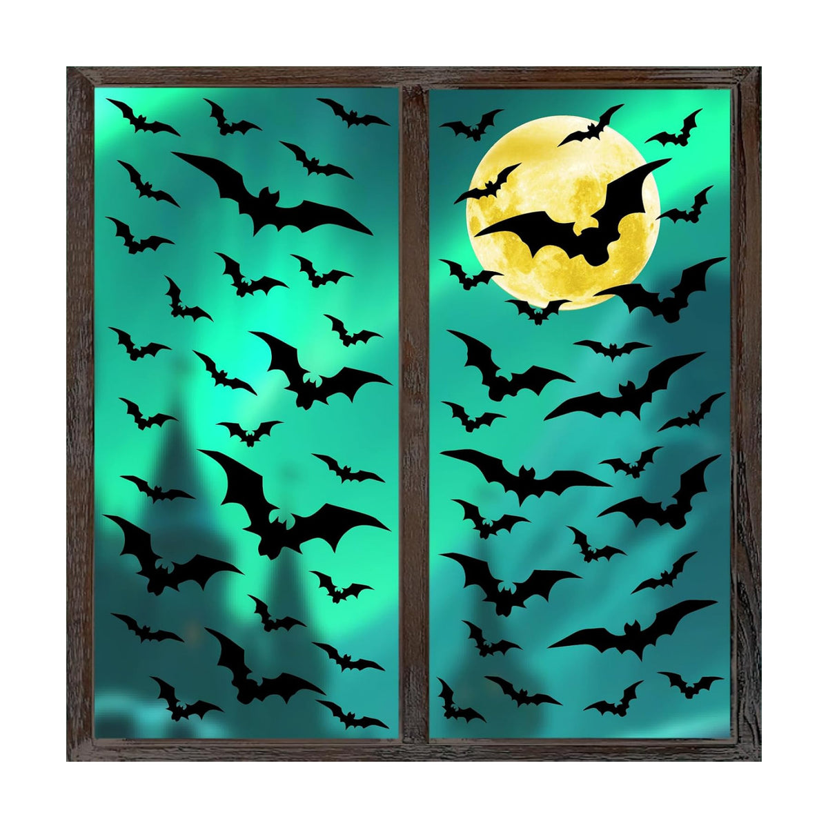 Moon Bat Window Clings Halloween Double Sided Moon Bats Window Stickers