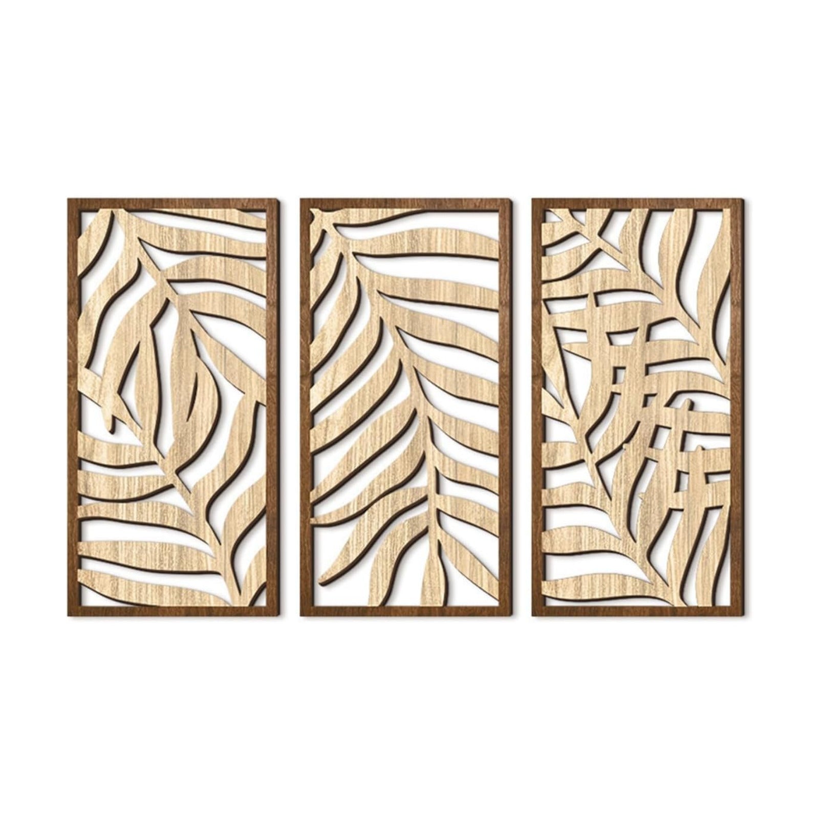 Tropical Leaf Wood Wall Art Decor / C / Set of 3