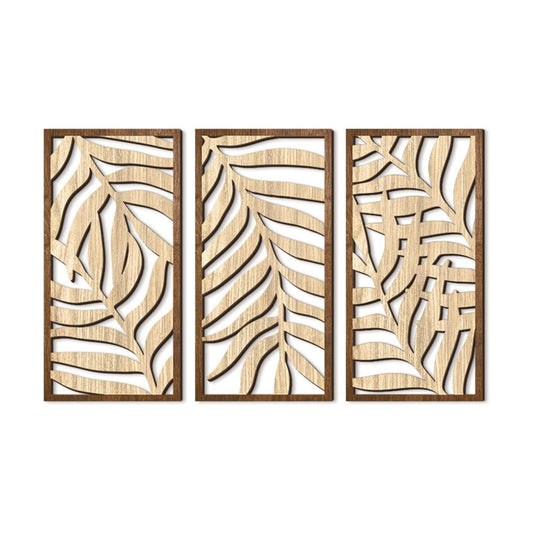 Tropical Leaf Wood Wall Art Decor / C / Set of 3