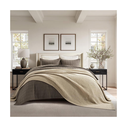 EVERGRACEHOME Chunky Chenille Knit Throw Blanket, 108x92, Sand Dune