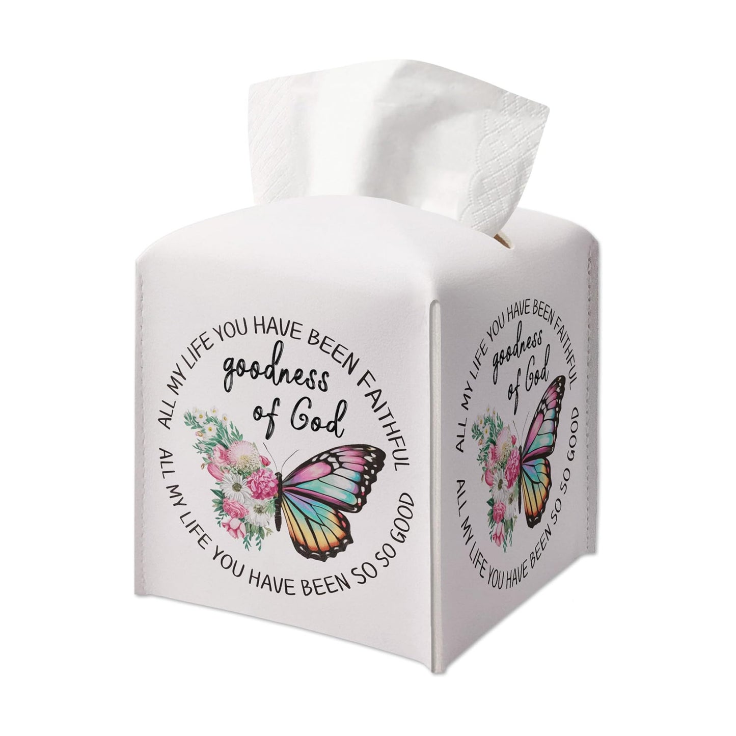Leather Tissue Box Cover / Goodness of God