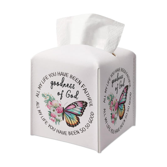 Leather Tissue Box Cover / Goodness of God