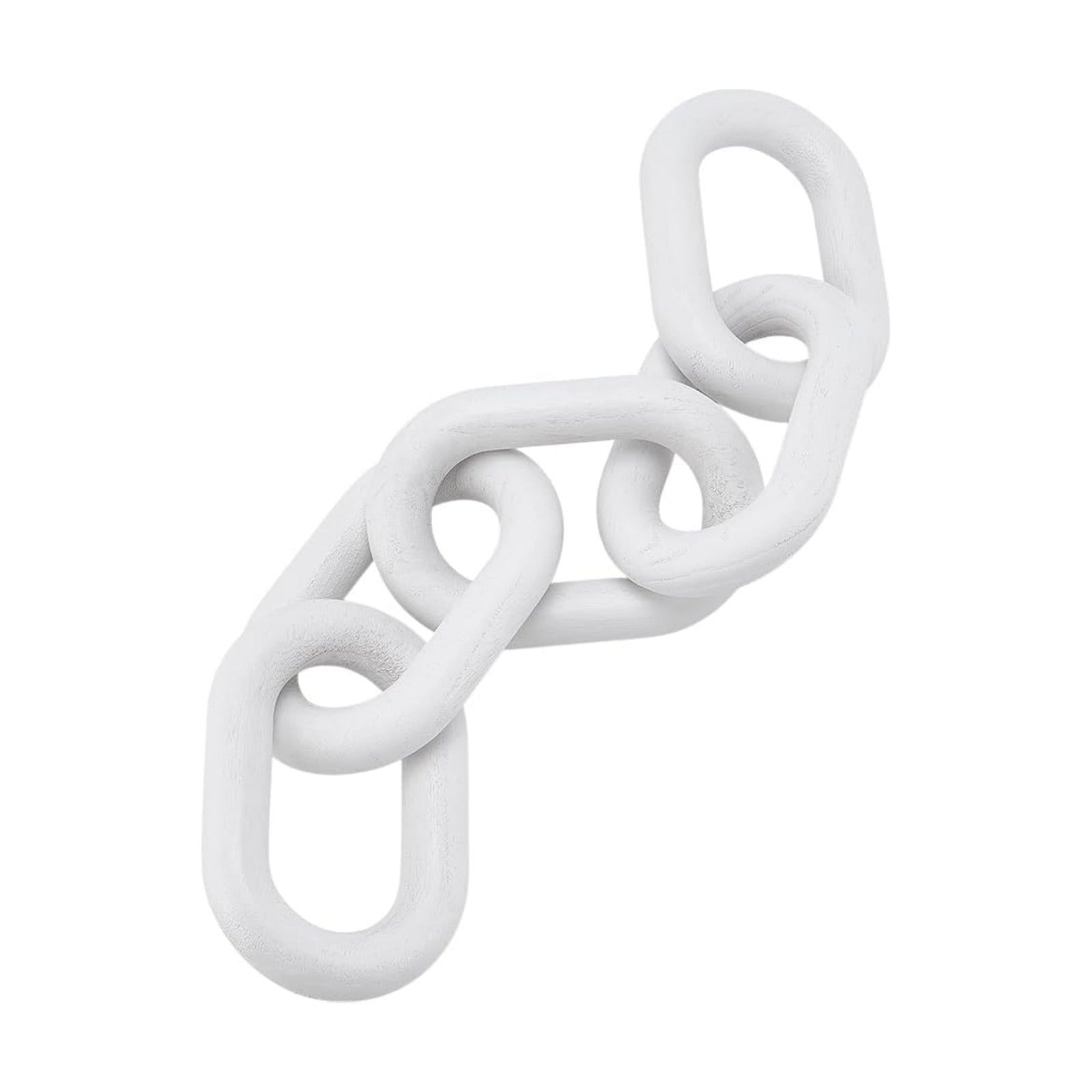 5 Link Chain Display Decorations Book Shelf Decor Wooden Home Decorative Chains Rustic / White