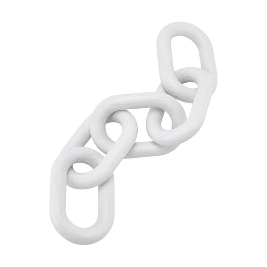 5 Link Chain Display Decorations Book Shelf Decor Wooden Home Decorative Chains Rustic / White