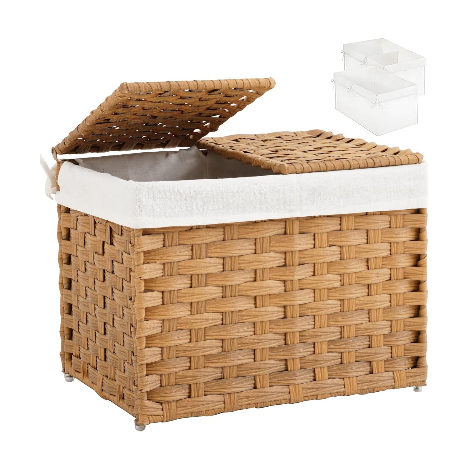 Lid Woven Wicker Baskets / Natural / 35l-15.7l*11.8w*11.8h