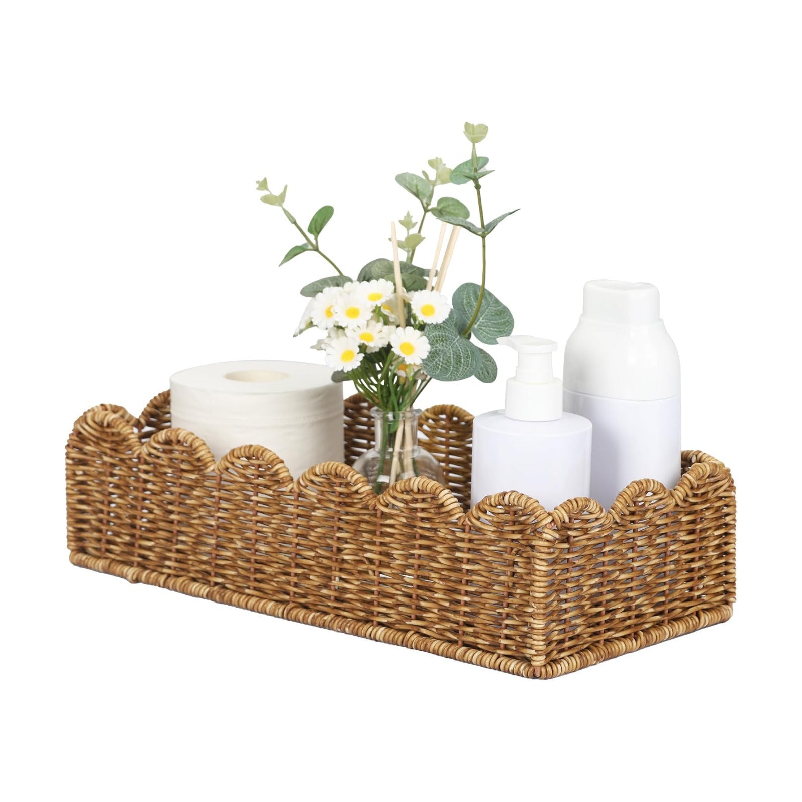 Scalloped Toilet Paper Basket / Small / Tan / Natural