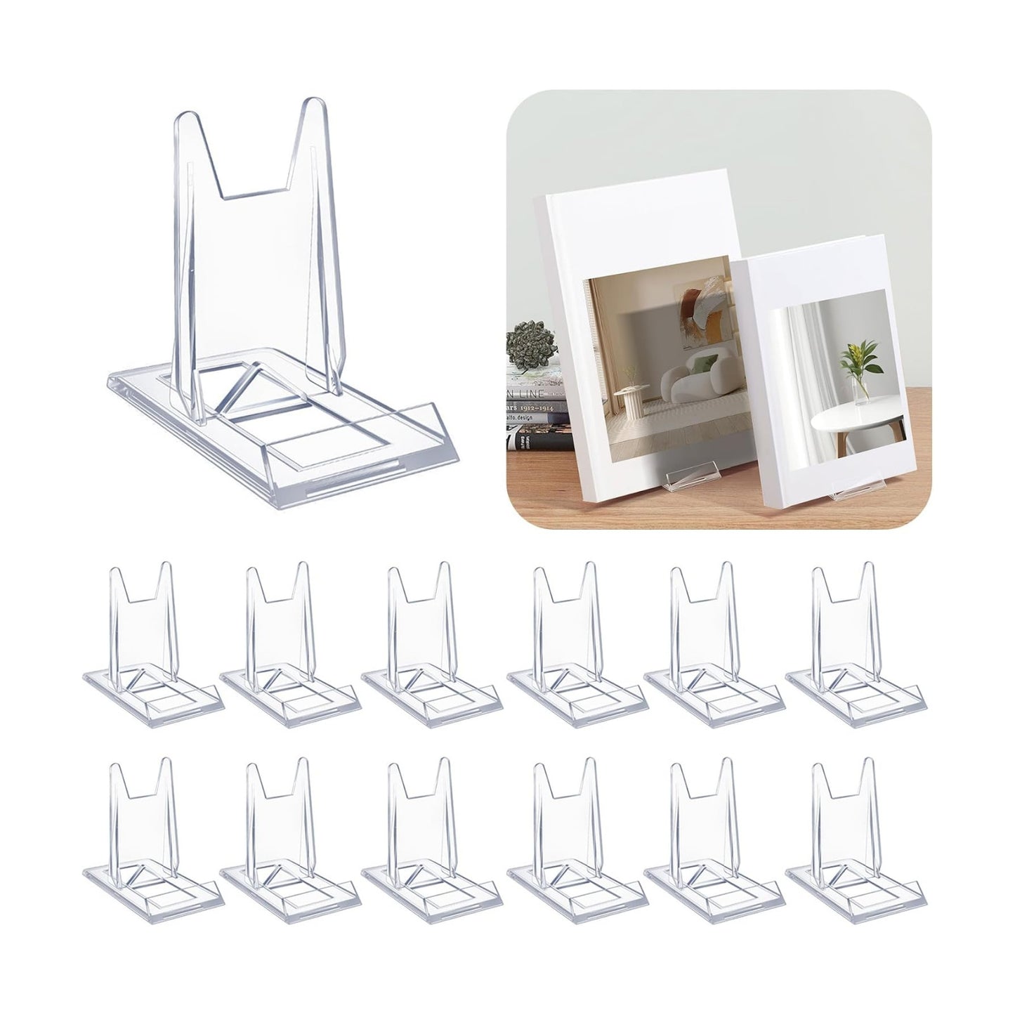 Acrylic Adjustable Desktop Book Stand & Display Easel for Tablet Phone Clutch / Clear / Set of 12