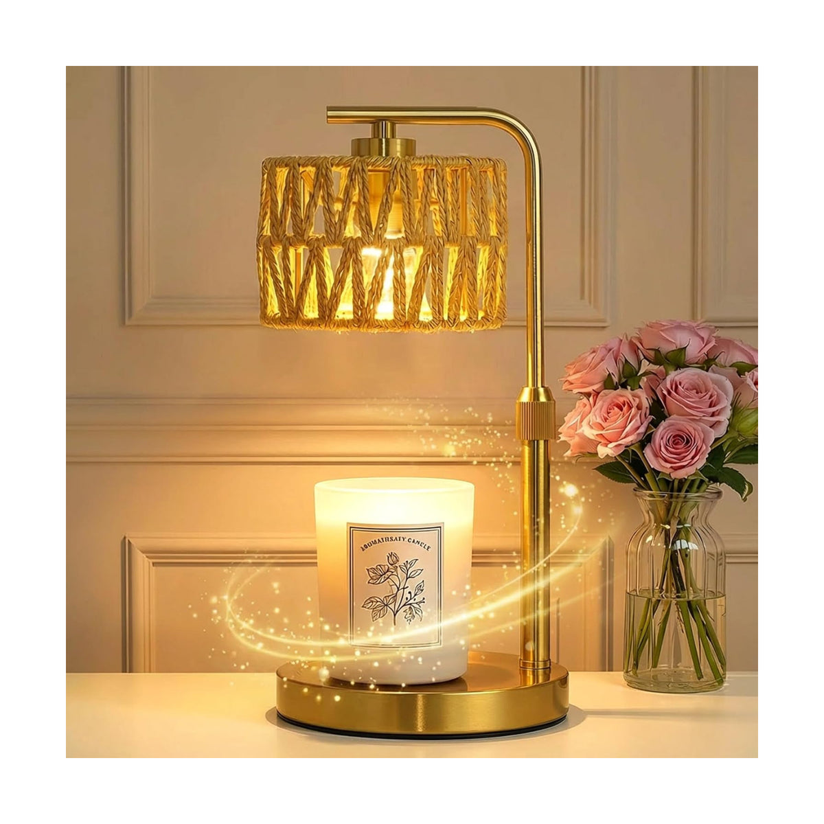 Candle Warmer Lamp with Timer, Dimmable Candle Warmer for Jar Candles, Height Adjustable Candle Lamp Warmer, Boho