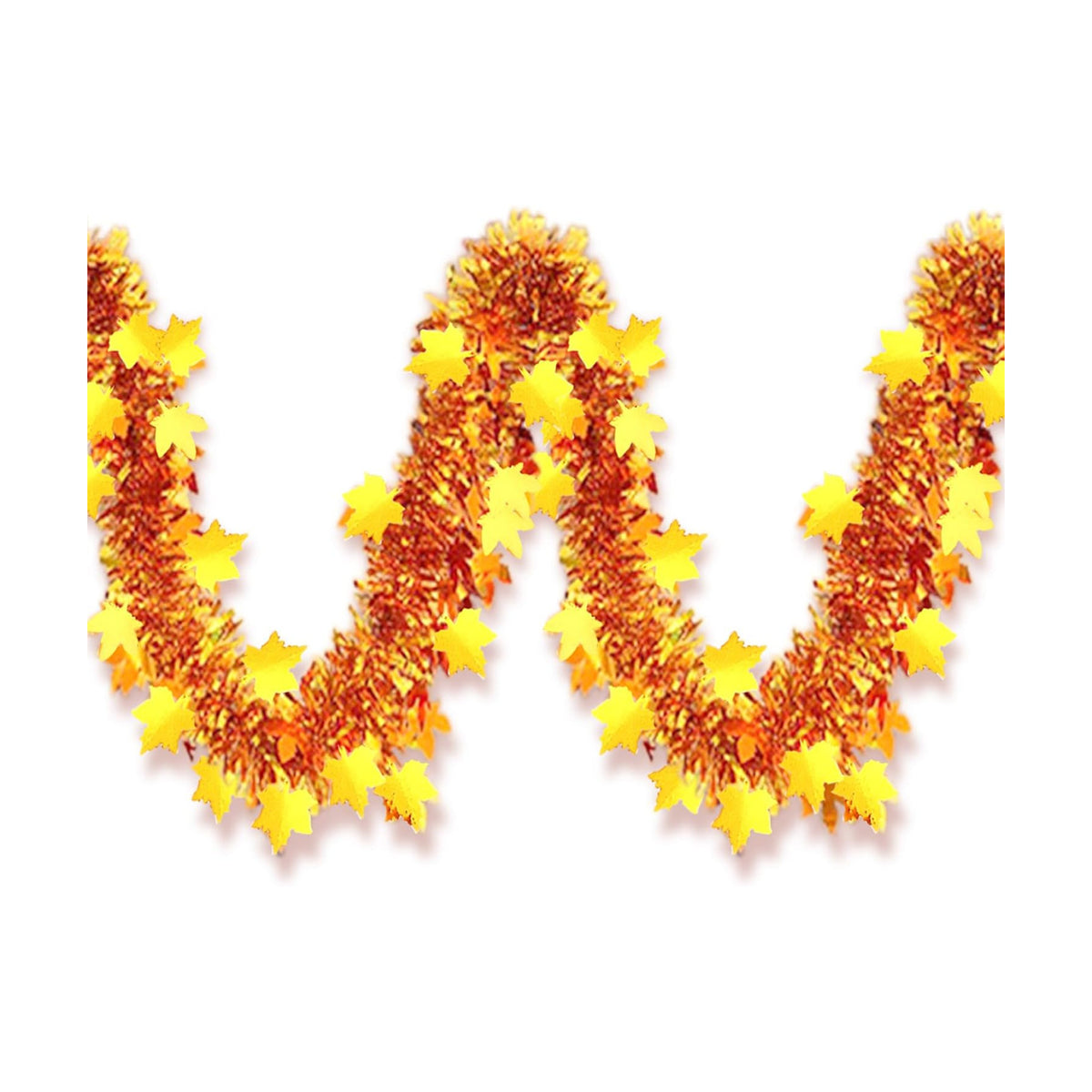 33Ft Thanksgiving Fall Tinsel Garland Shiny Hanging Gold Maple Leaf Metallic Twist Garland Autumn Decor for Fall Party Door Tree Garlands Decorations - (Gold)