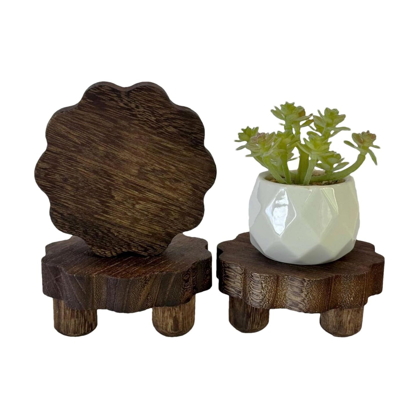 Small Wooden Stands / Dark Brown / 4 Inch / Set of 3