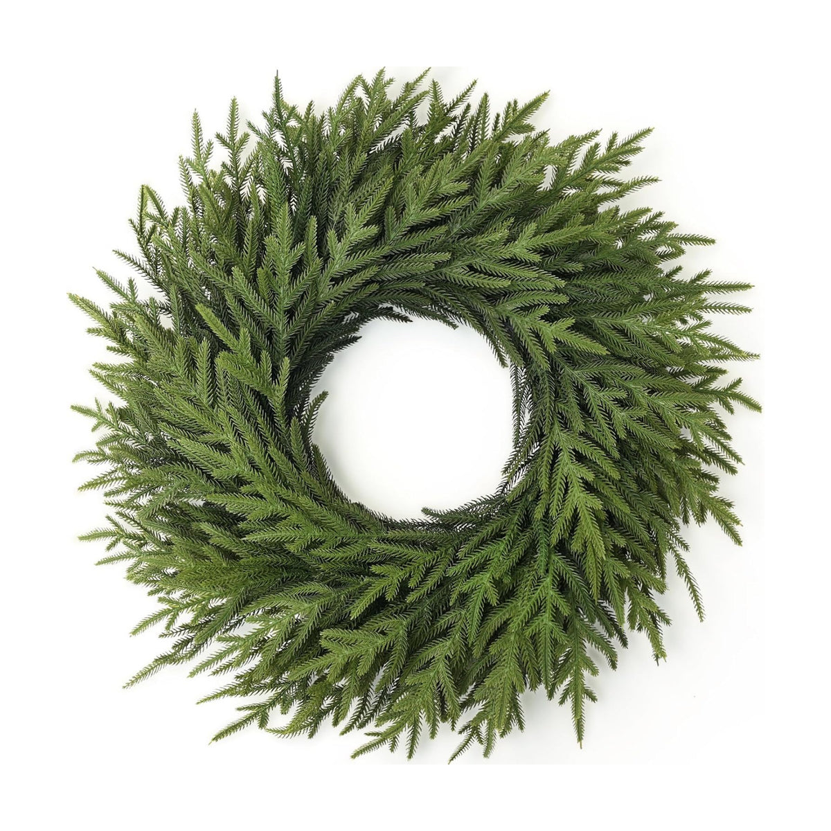 26" Artificial Norfolk Pine Wreath, Christmas Greenery for Front Door Decor