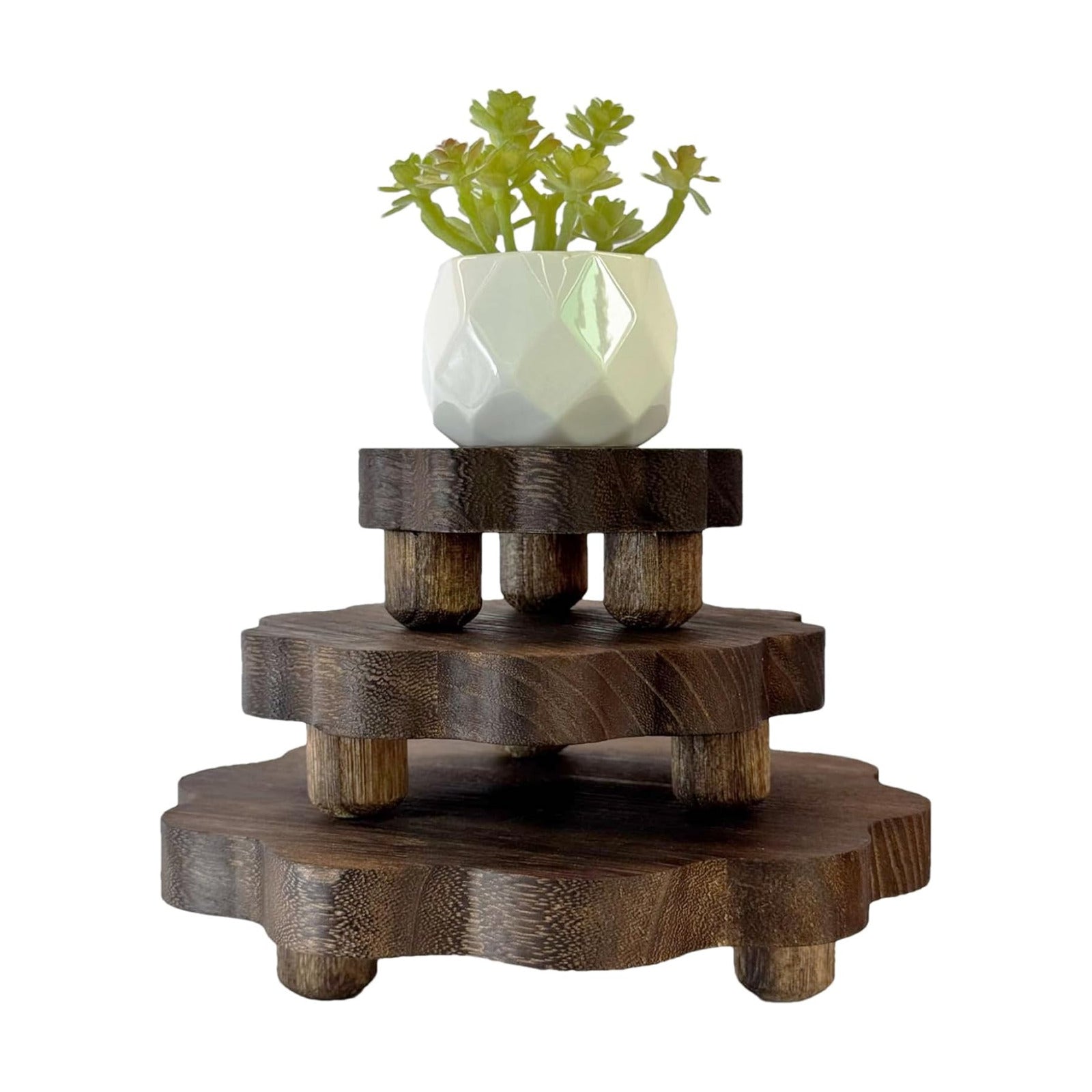 Mini Wooden Stands / Dark Brown / 7.87/5.9/4 Inch / Set of 3