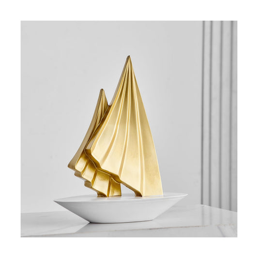 Home Decor Modern Art Resin Statue Table Decoration- Boat Resin Home Decorations / Gold