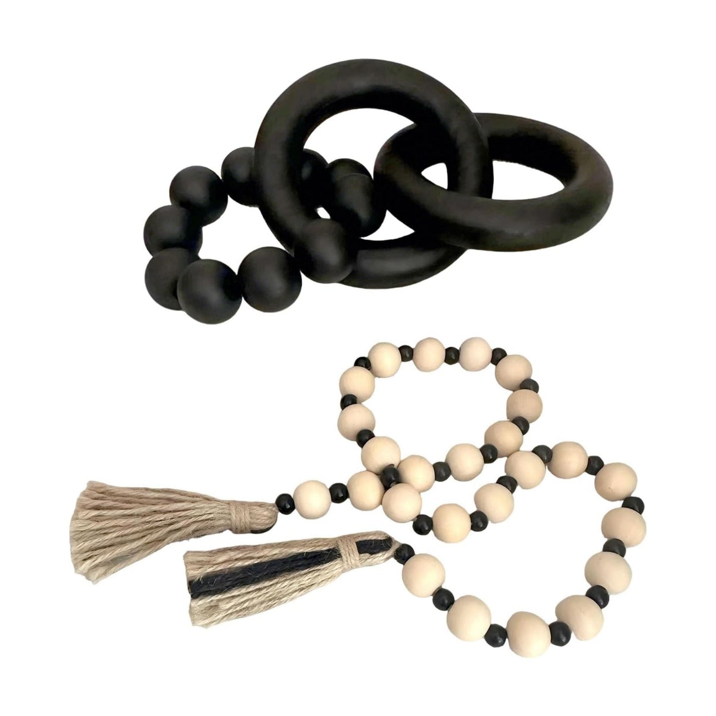 Wooden Knot Decor / Black / Set of 2