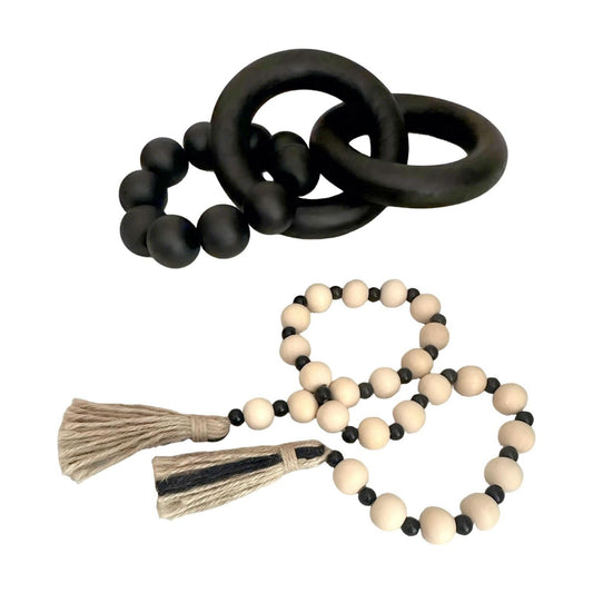 Wooden Knot Decor / Black / Set of 2