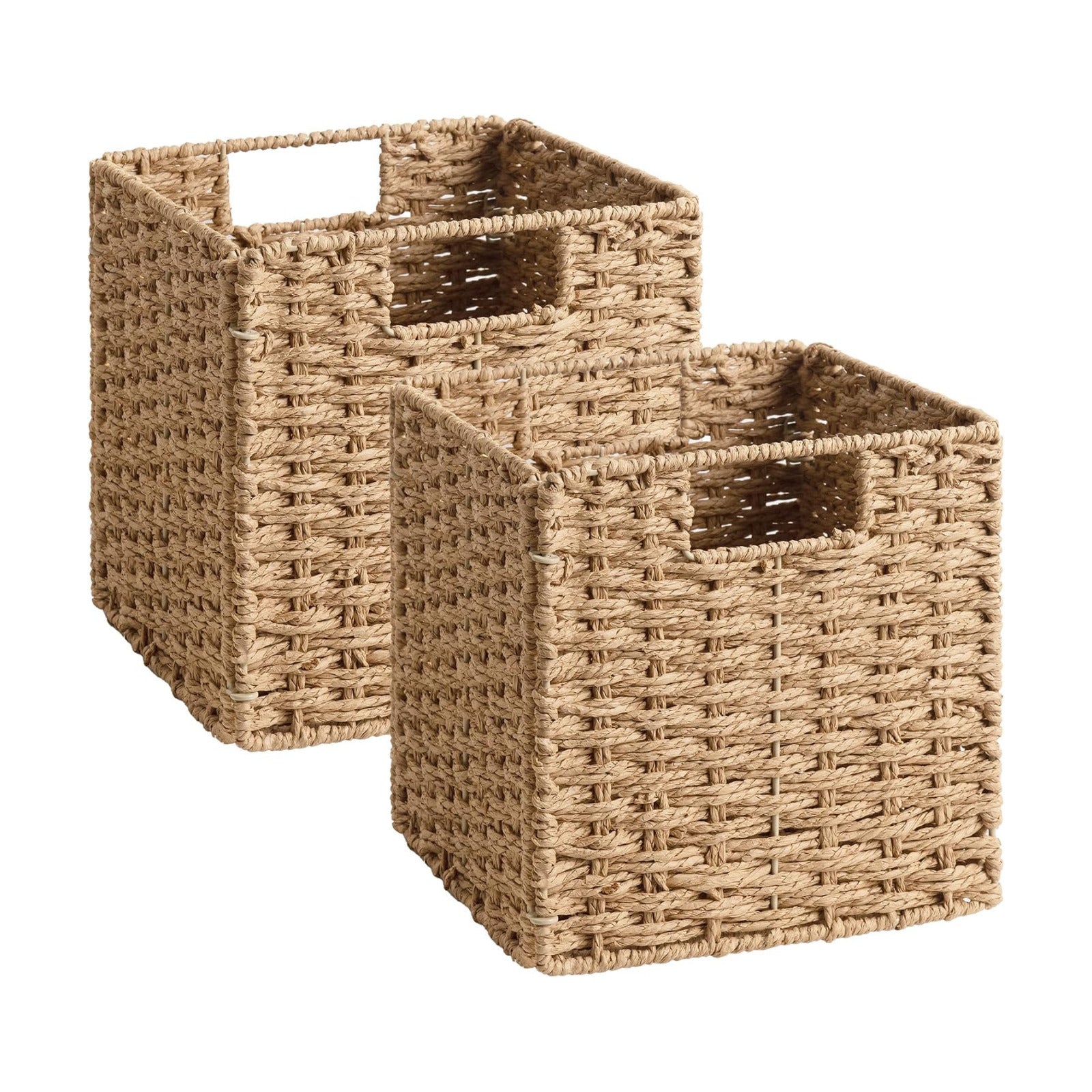 Handwoven Wicker Baskets for Storage / Natural / 9"L x 9"W x 9"H / 9 Inch