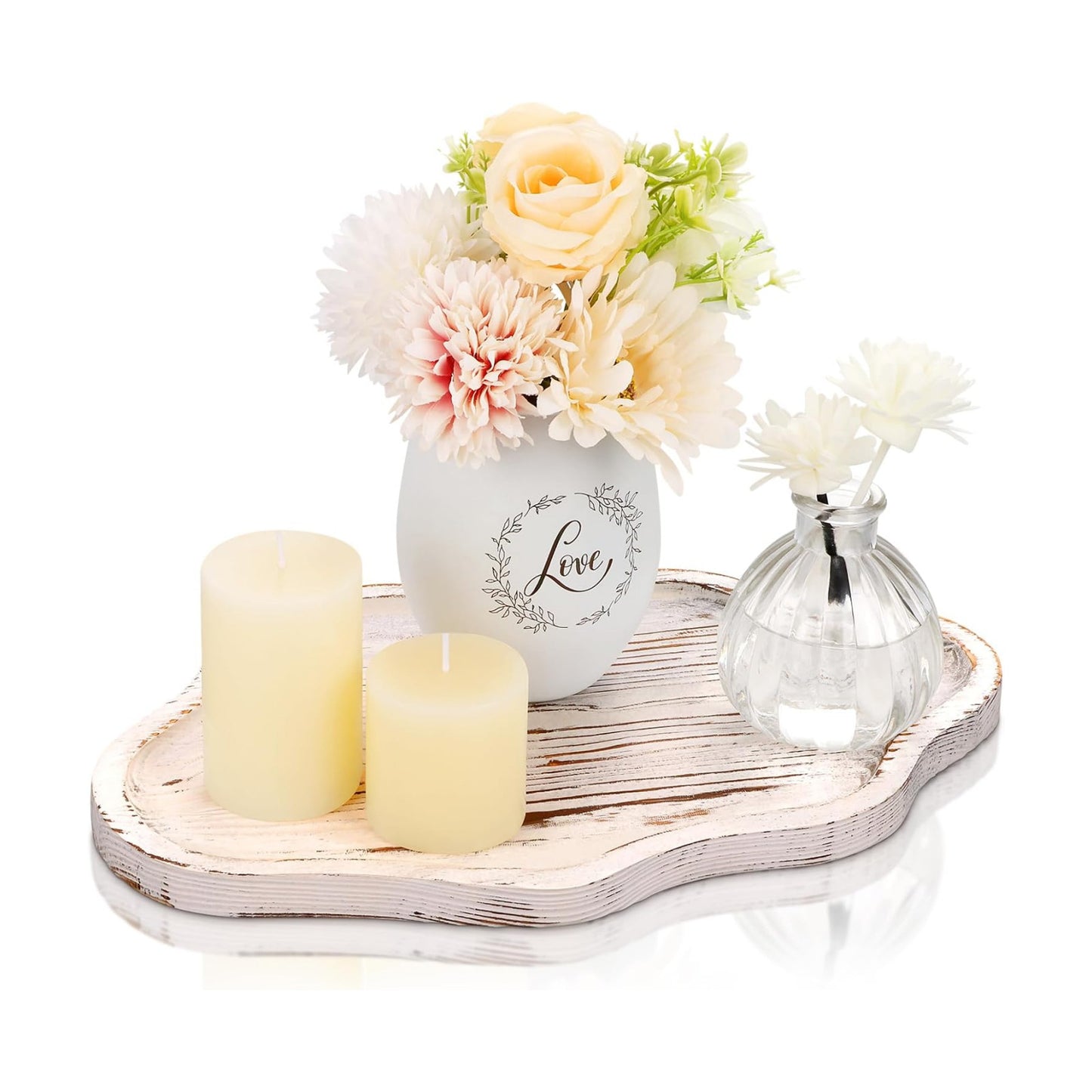 Cloud Wooden Jewelry Tray Trinket Dish / Retro White