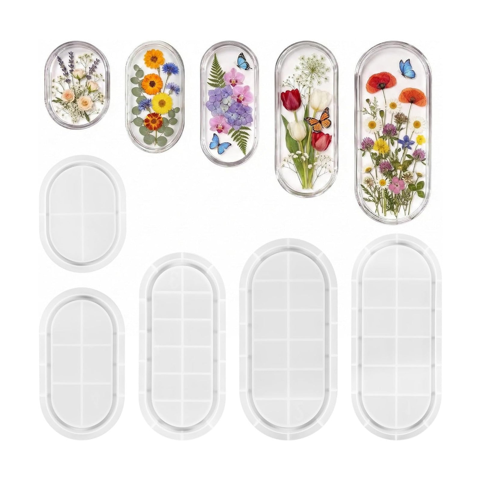 Oval Tray Resin Molds Set / Set of 5