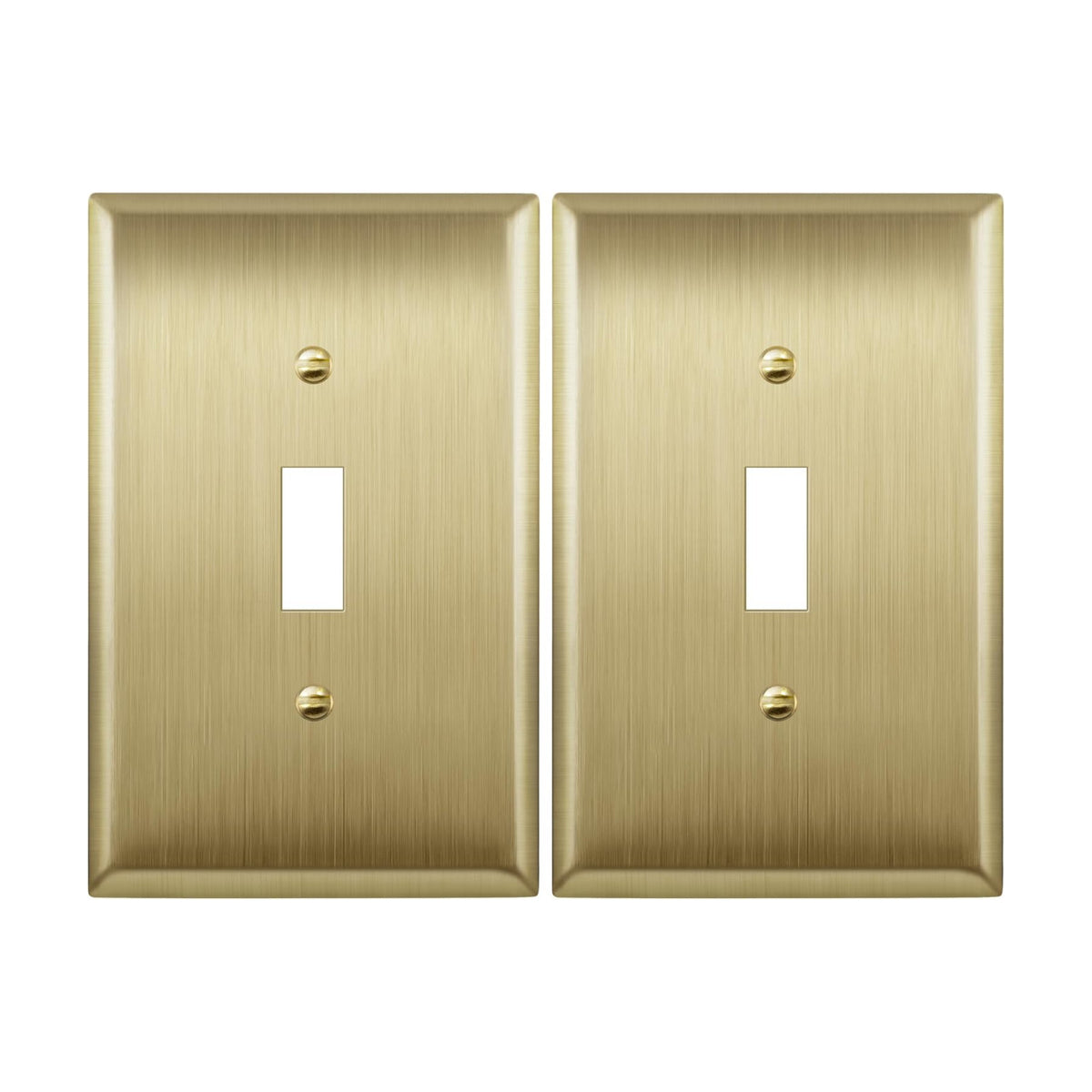 LIDER Toggle Light Switch Metal Wall Plate, Mid-Size 1-Gang, 2-Pack | Stainless Steel, Corrosion Resistant, Brushed