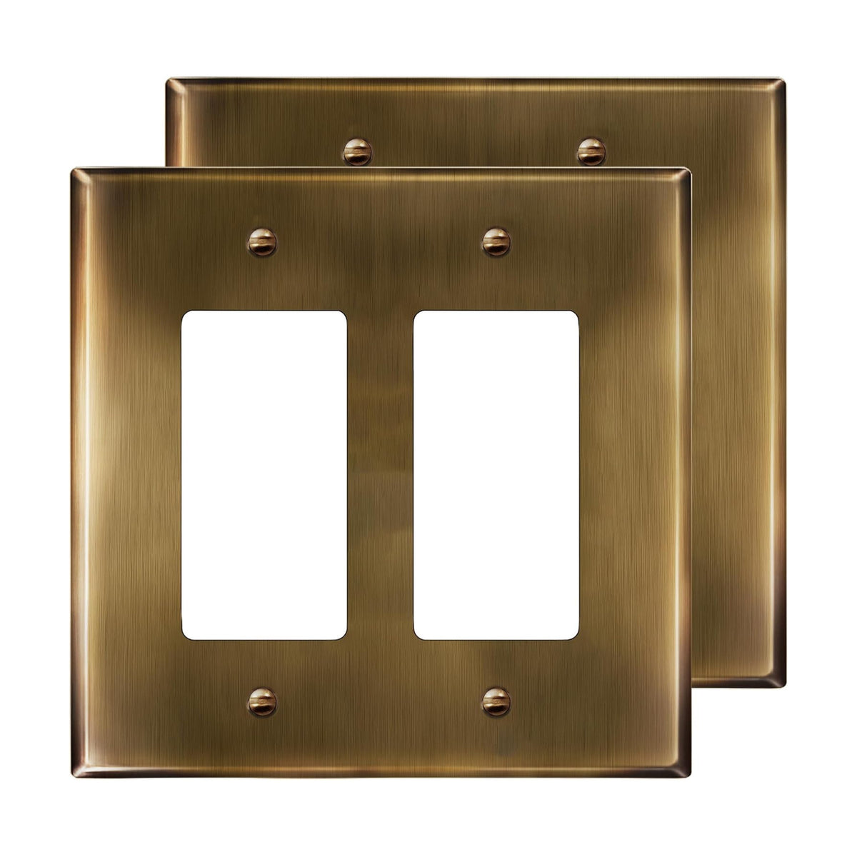 LIDER Decorator Switch or Receptacle Metal Wall Plate, Mid-Size 2-Gang | Corrosion Resistant, 2-Pack, Outlet Cover