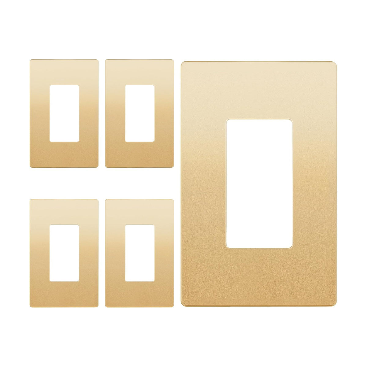 LIDER Decorator Switch Cover, Screwless Wall Plate, Mid-Size 1-Gang, 5-Pack | Matte Gold, Polycarbonate Thermoplastic
