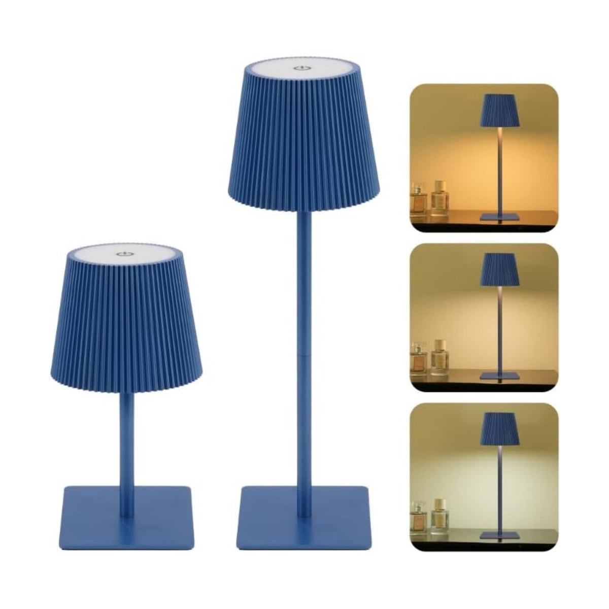 LUTEC 2 Pack Cordless Table Lamp,6000mAh Rechargeable Battery Operated Desk Lamp,Two Adjustable Heights,Waterproof