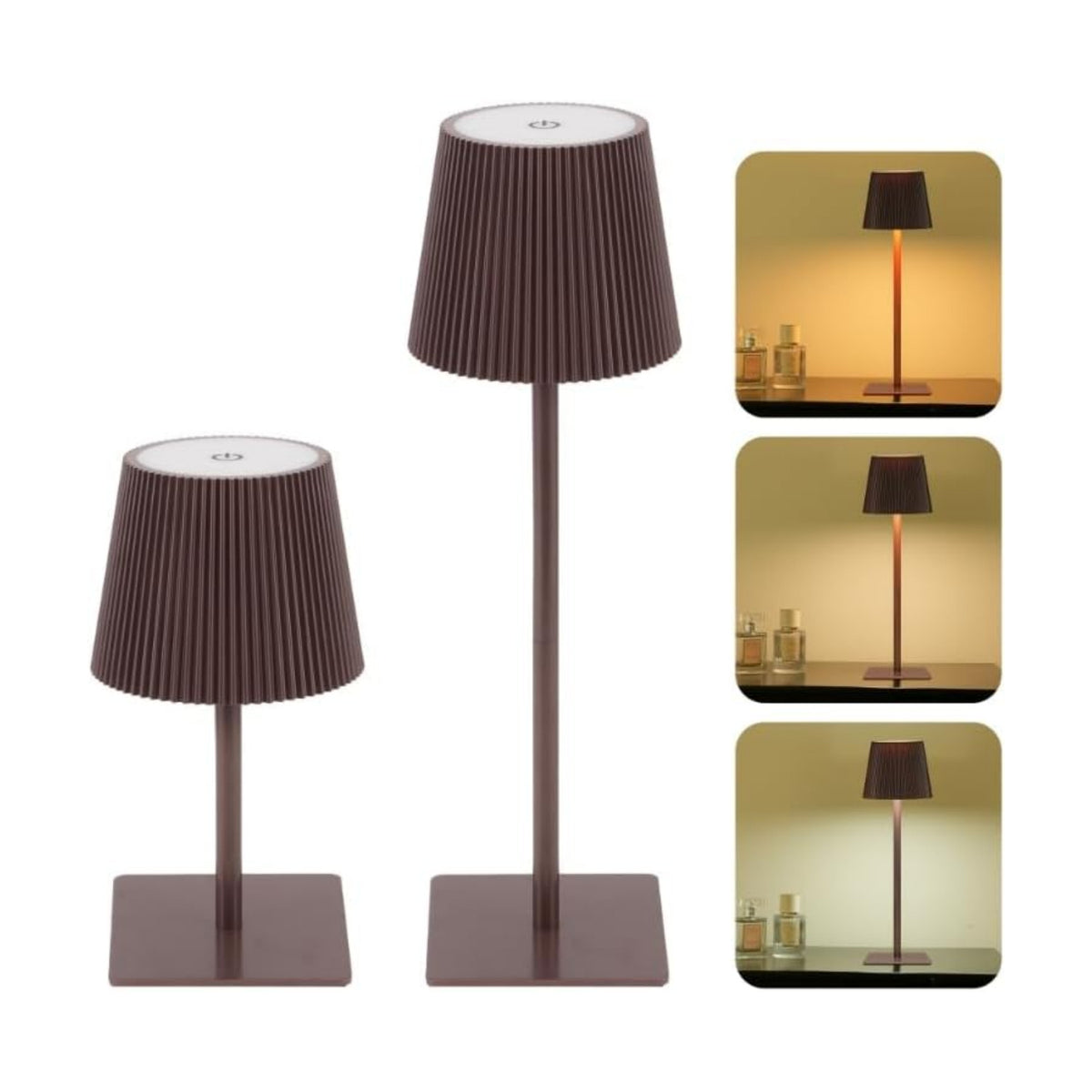 LUTEC 2 Pack Cordless Table Lamp,6000mAh Rechargeable Battery Operated Desk Lamp,Two Adjustable Heights,Waterproof