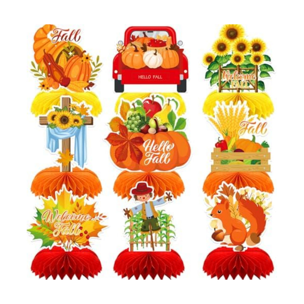 Fall Fall Table Decorations, 9 Pcs, Honeycomb Fall Party Decor