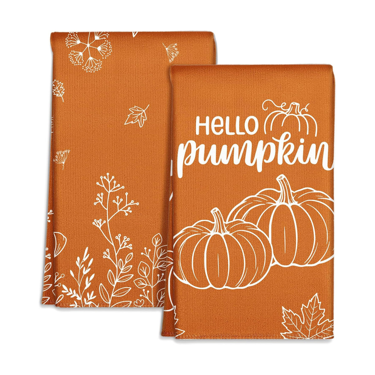Miss Adola Fall Microfiber Kitchen Towels Set of 2, Orange Floral
