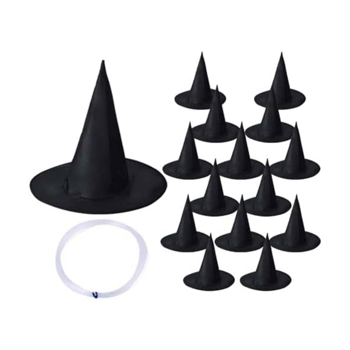 15 PCS Halloween Witch Hats, Black Hanging Wizard Hat Decorations