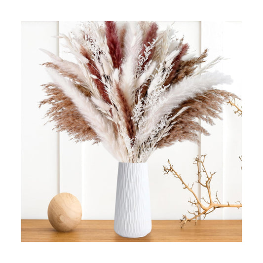 17" Natural Dried Flowers Pampas Grass Bouquet / White / Set of 85