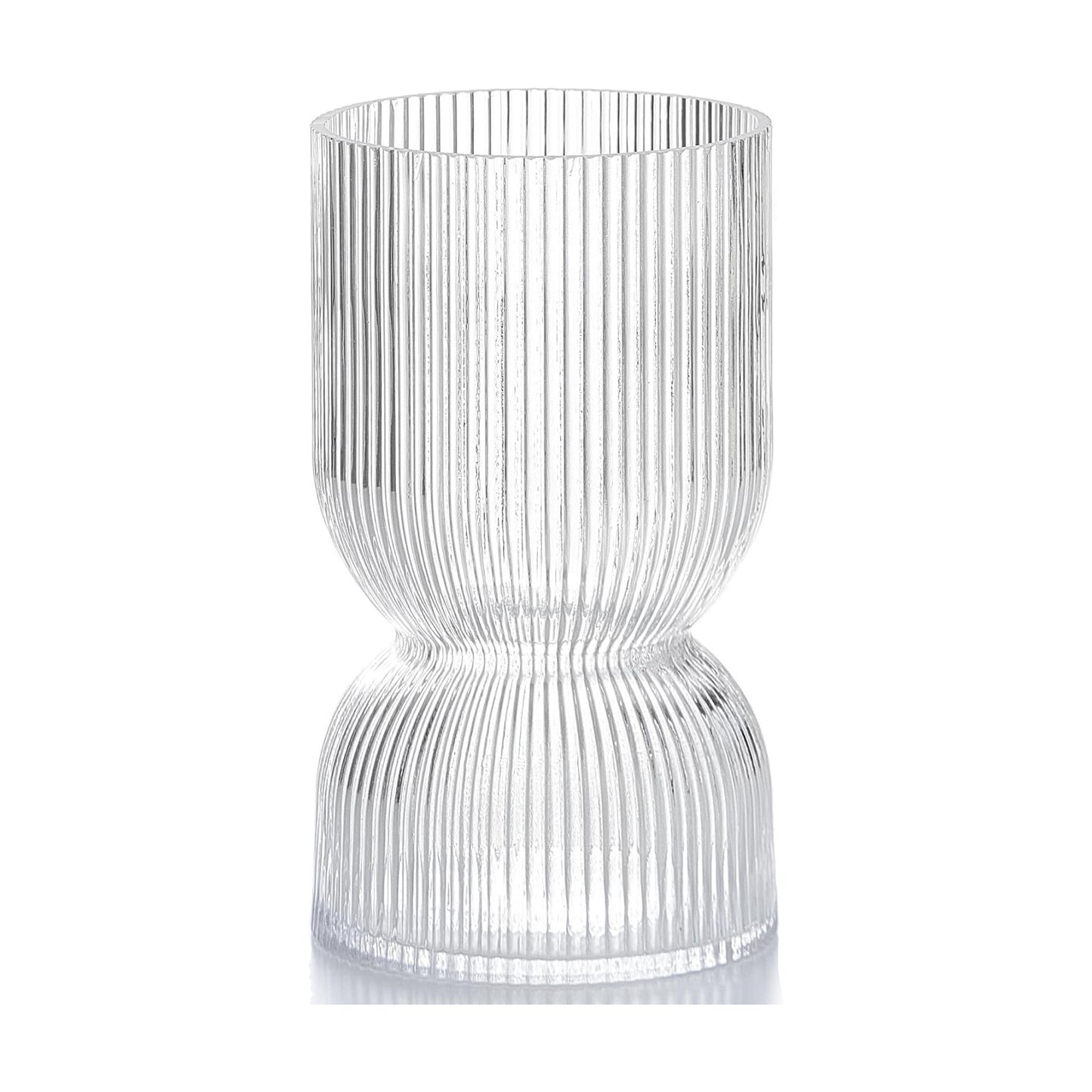 Clear Ribbed Thickened Glass Vases / Glass Bud Clear / 7.5 Inch