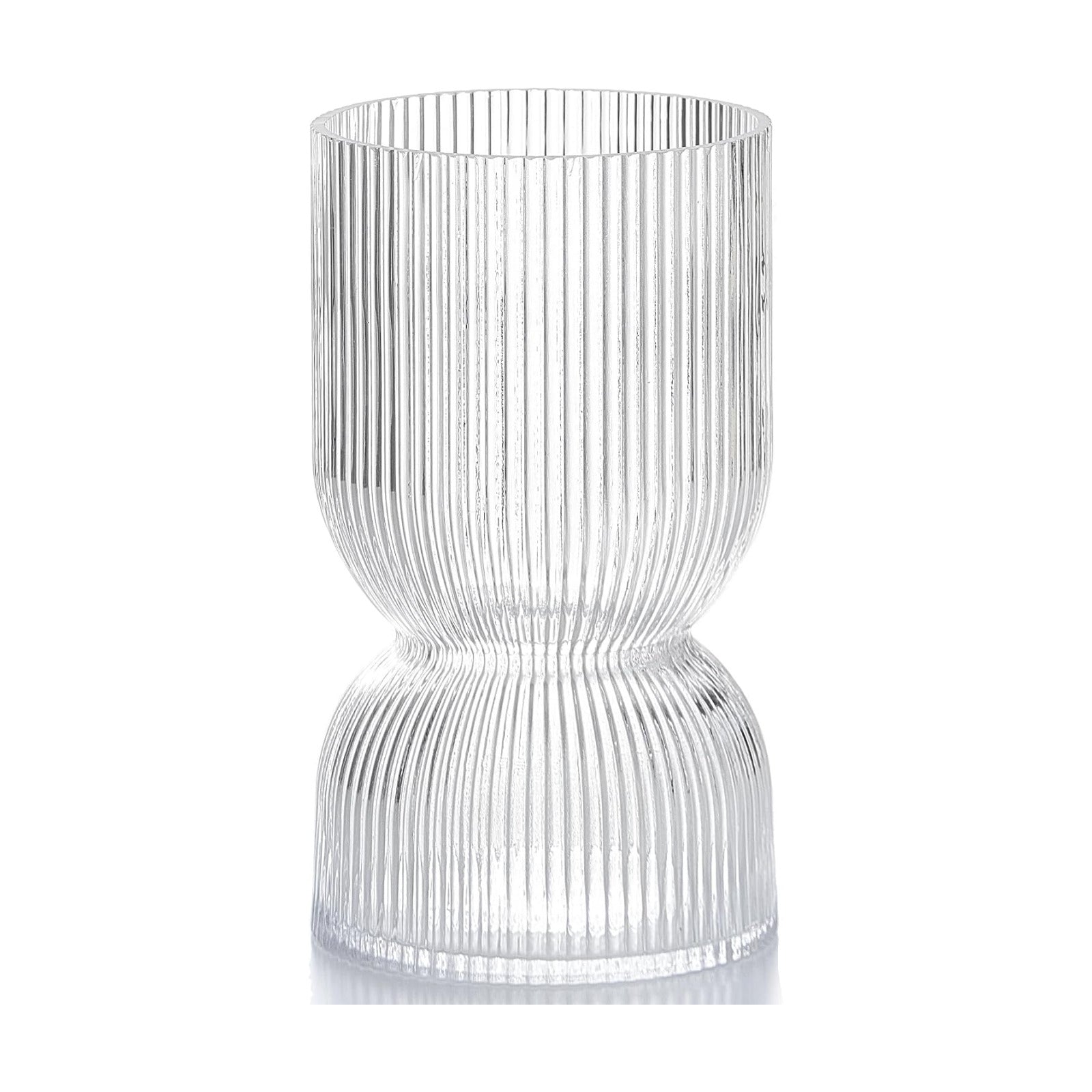 Clear Ribbed Thickened Glass Vases / Glass Bud Clear / 7.5 Inch